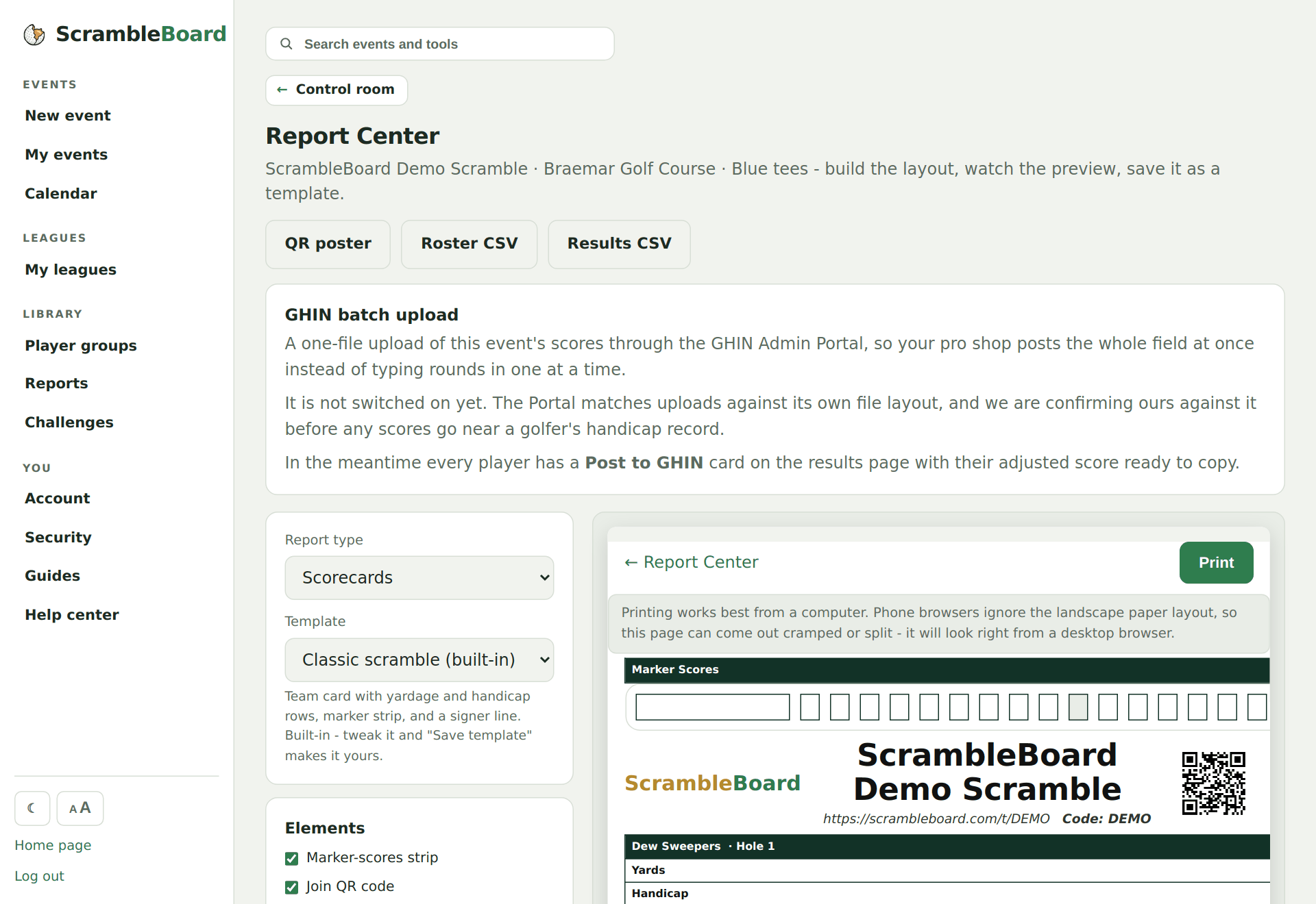 The Report Center - designer beside the live preview