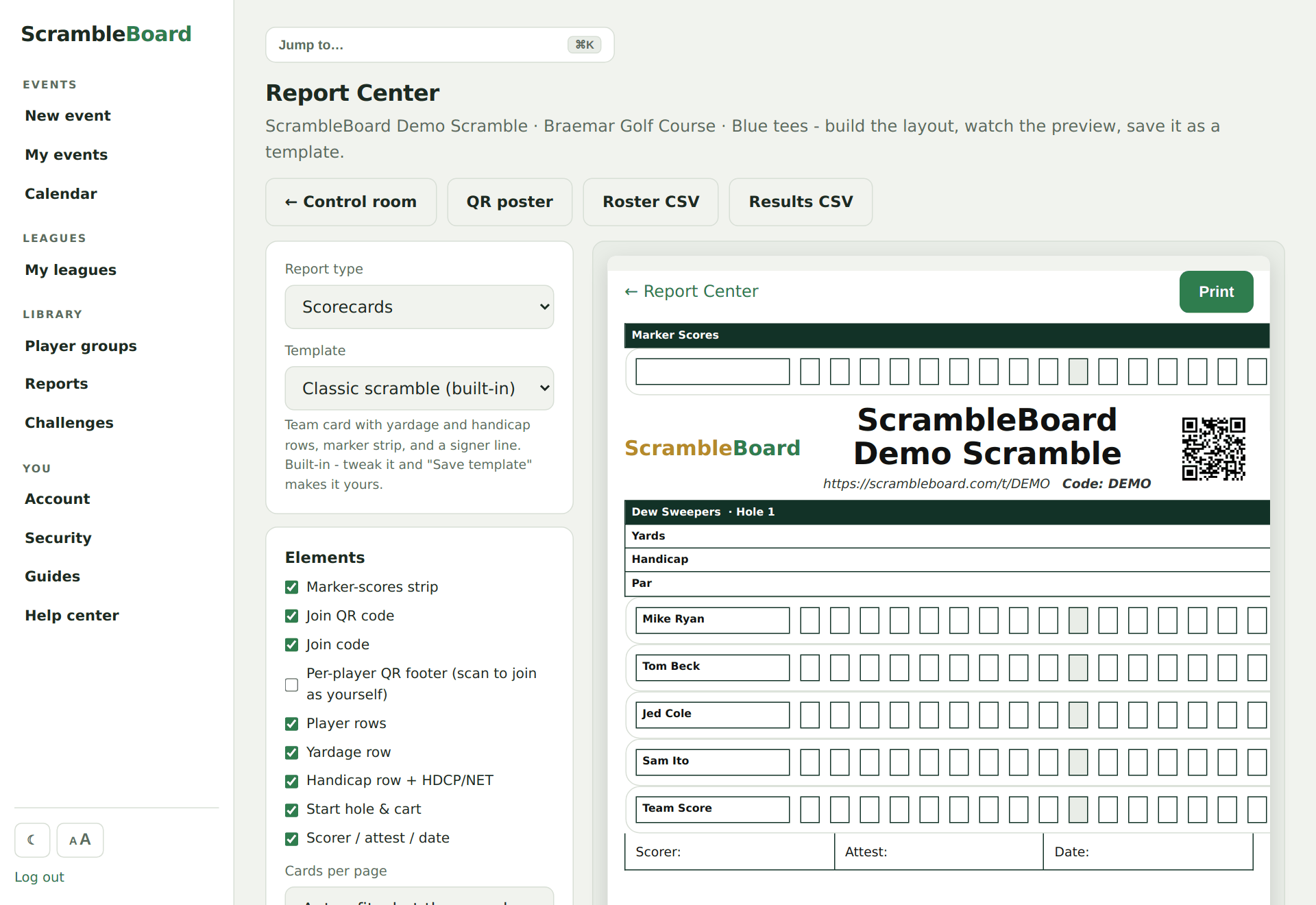 The Report Center - designer beside the live preview