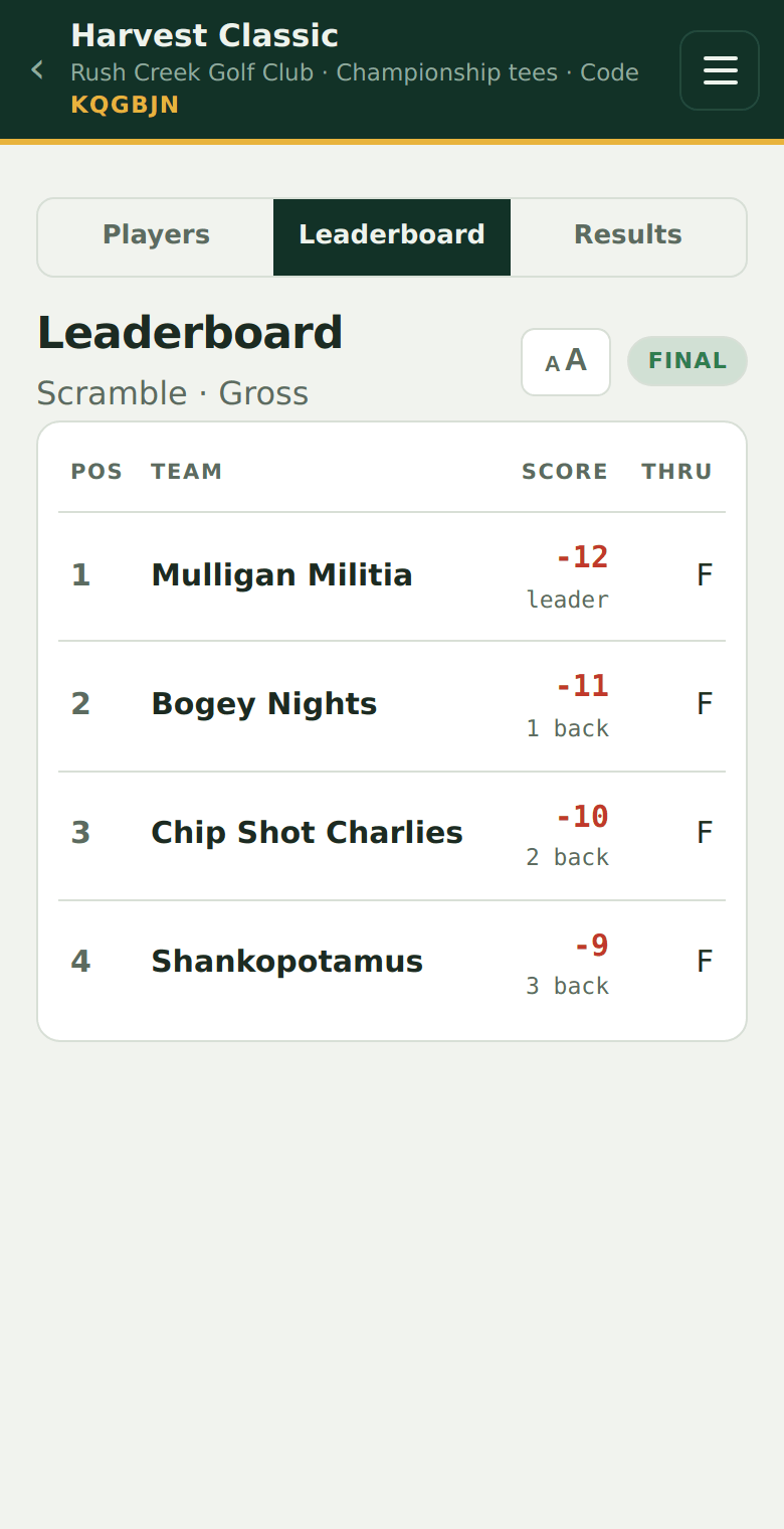 The live board on a phone